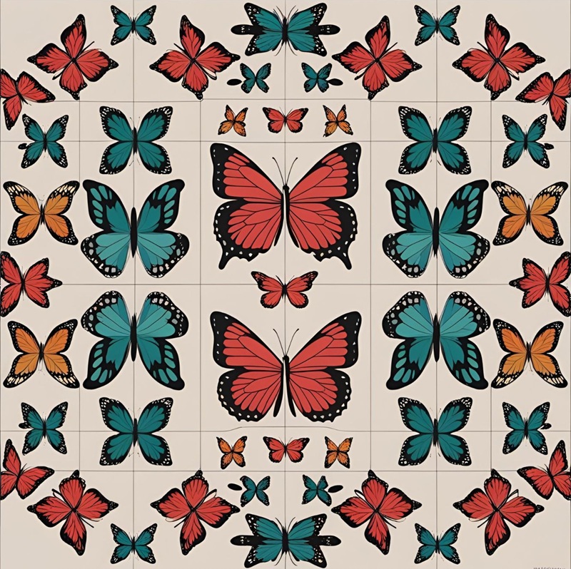 trang trí hình vuông con bướm 16