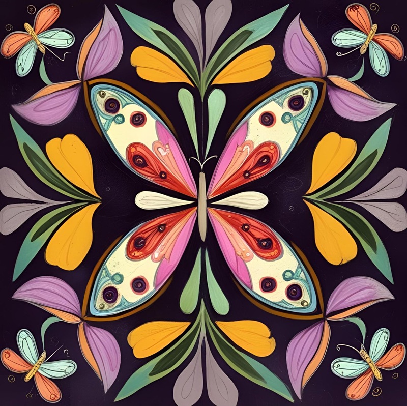 trang trí hình vuông con bướm 19