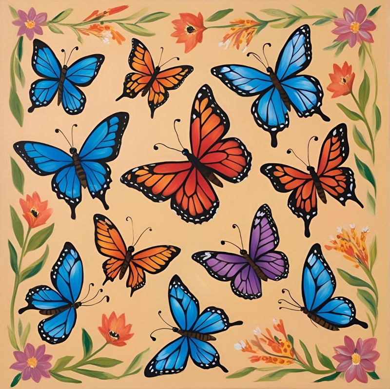 trang trí hình vuông con bướm 24