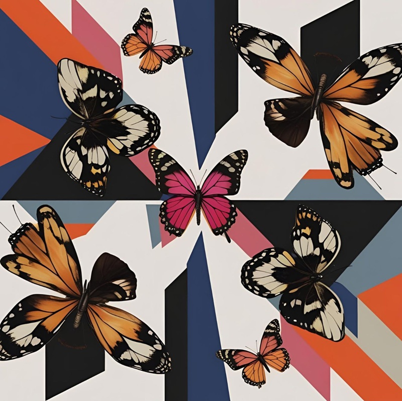 trang trí hình vuông con bướm 3