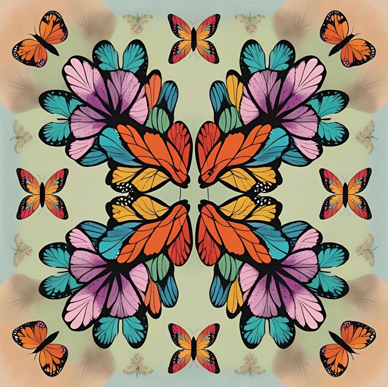 trang trí hình vuông con bướm 4