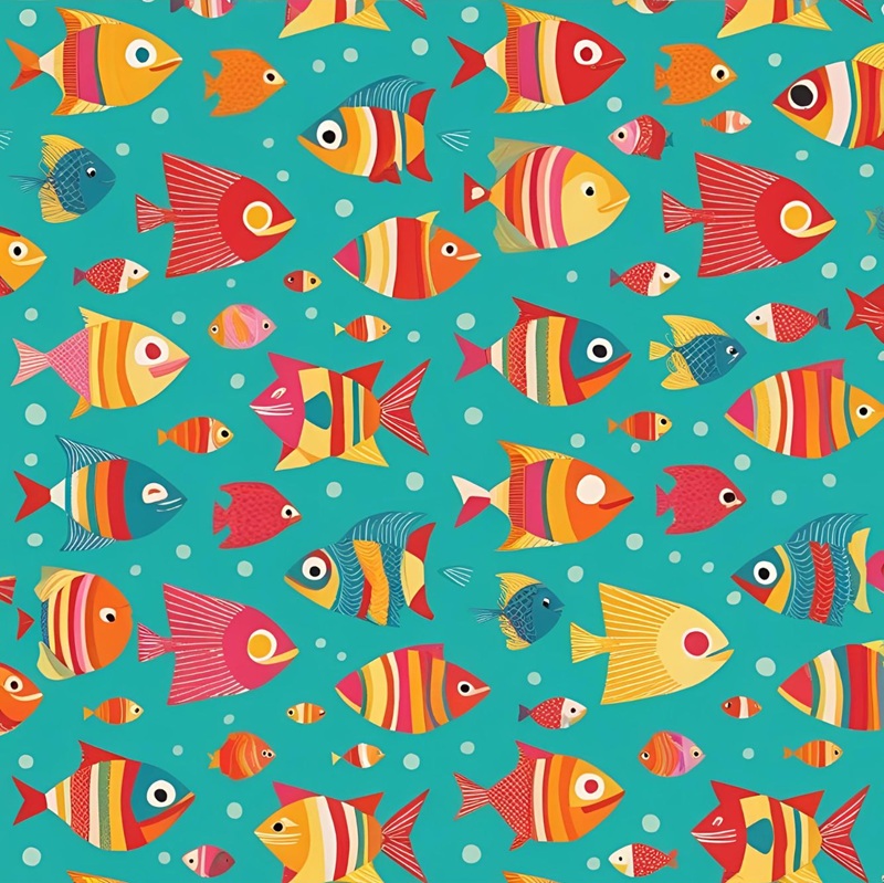 trang trí hình vuông con cá 1