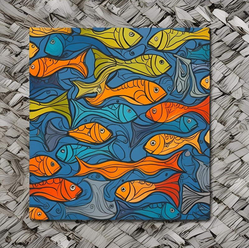 trang trí hình vuông con cá 10