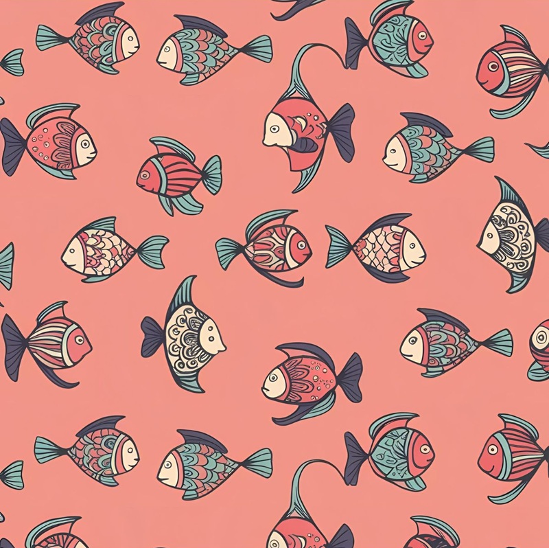 trang trí hình vuông con cá 11