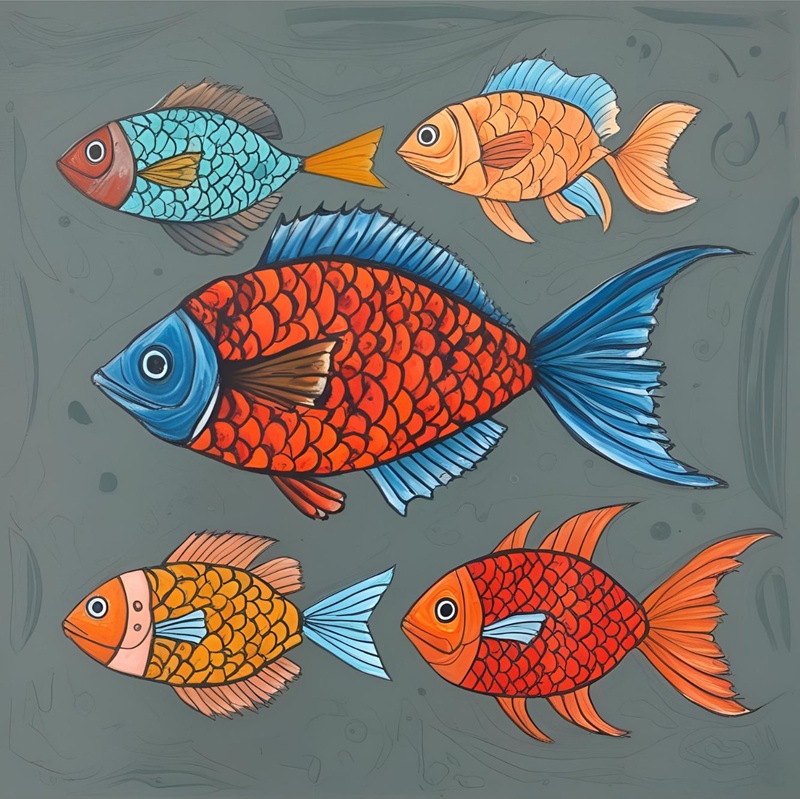 trang trí hình vuông con cá 12