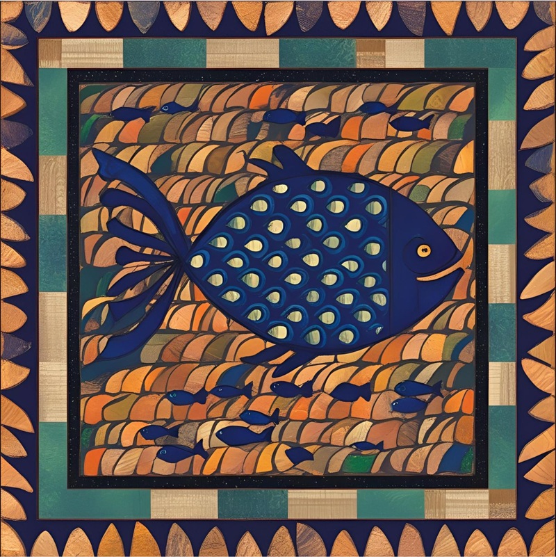 trang trí hình vuông con cá 2