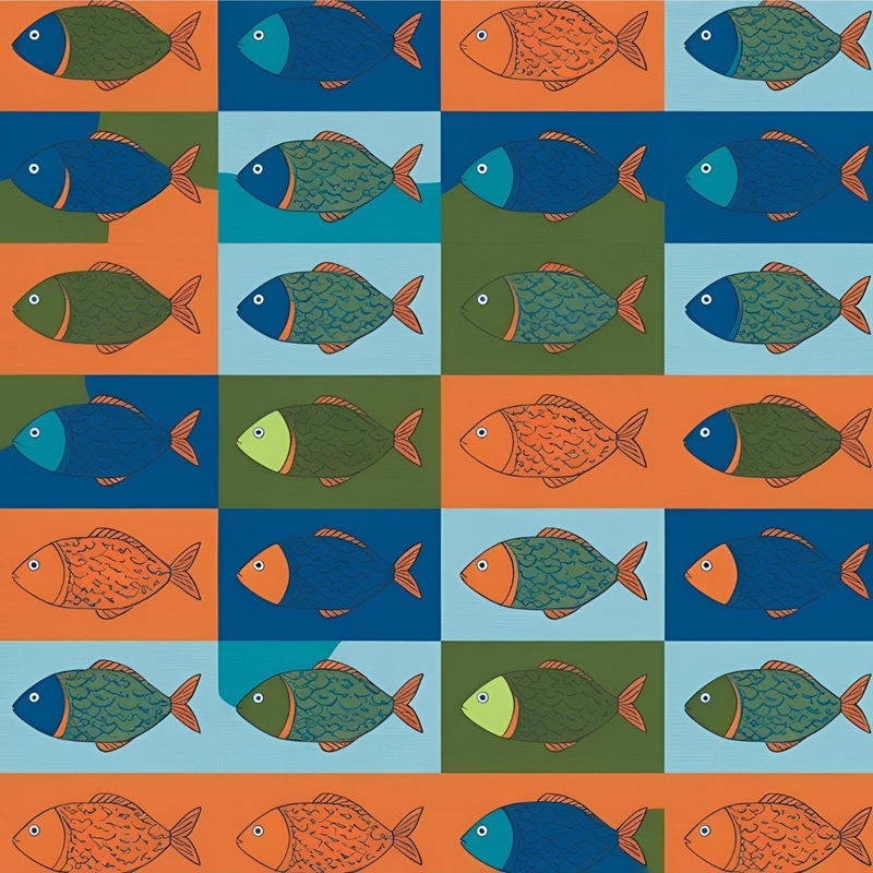 trang trí hình vuông con cá 20