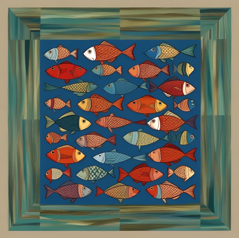 trang trí hình vuông con cá 22