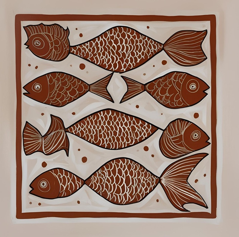 trang trí hình vuông con cá 23