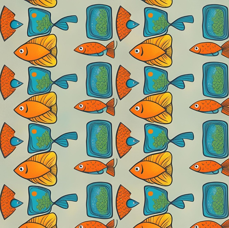 trang trí hình vuông con cá 24