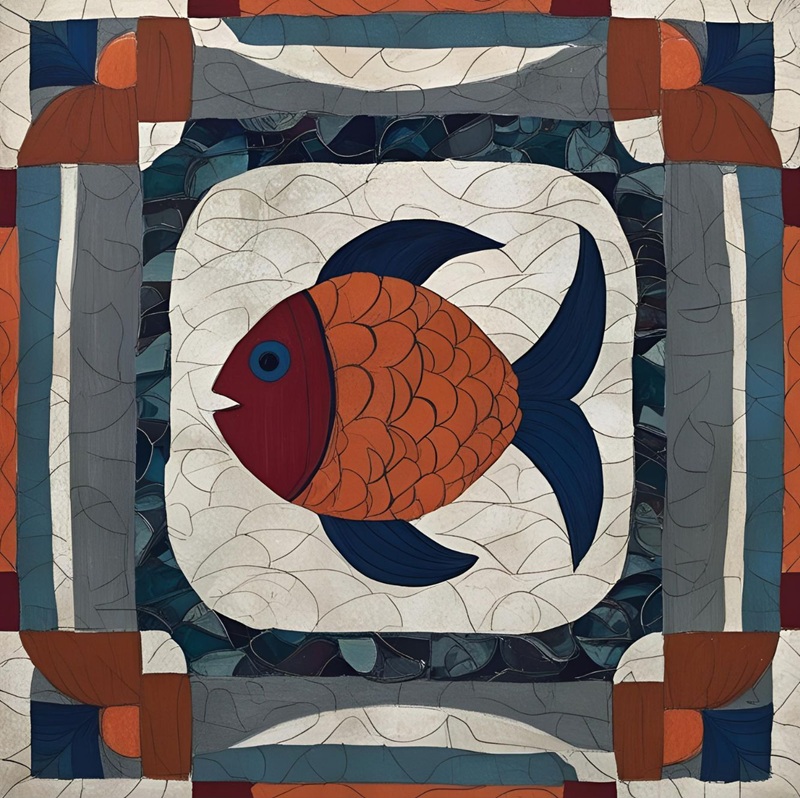 trang trí hình vuông con cá 30