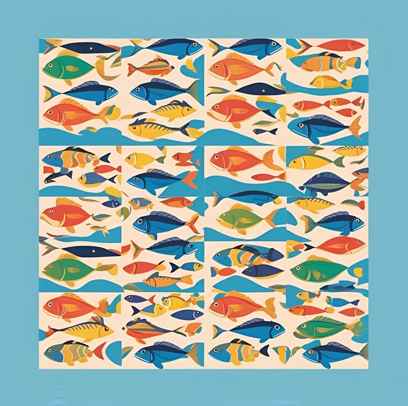 trang trí hình vuông con cá 31