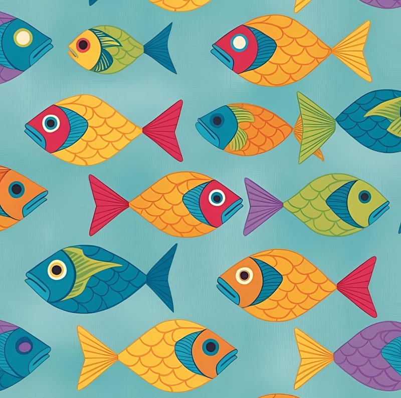 trang trí hình vuông con cá 24