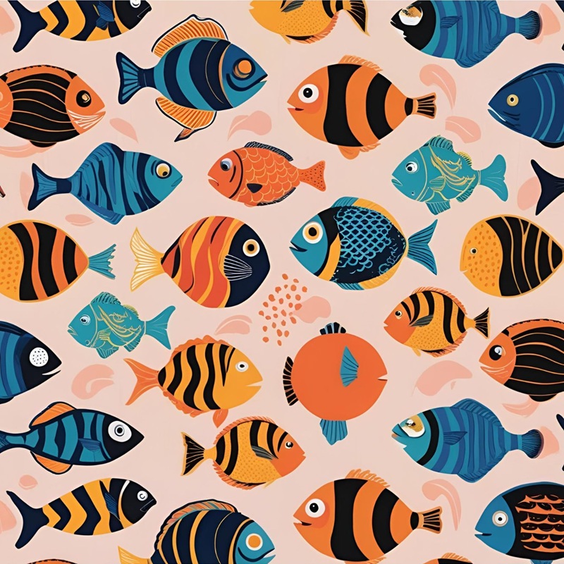 trang trí hình vuông con cá 35