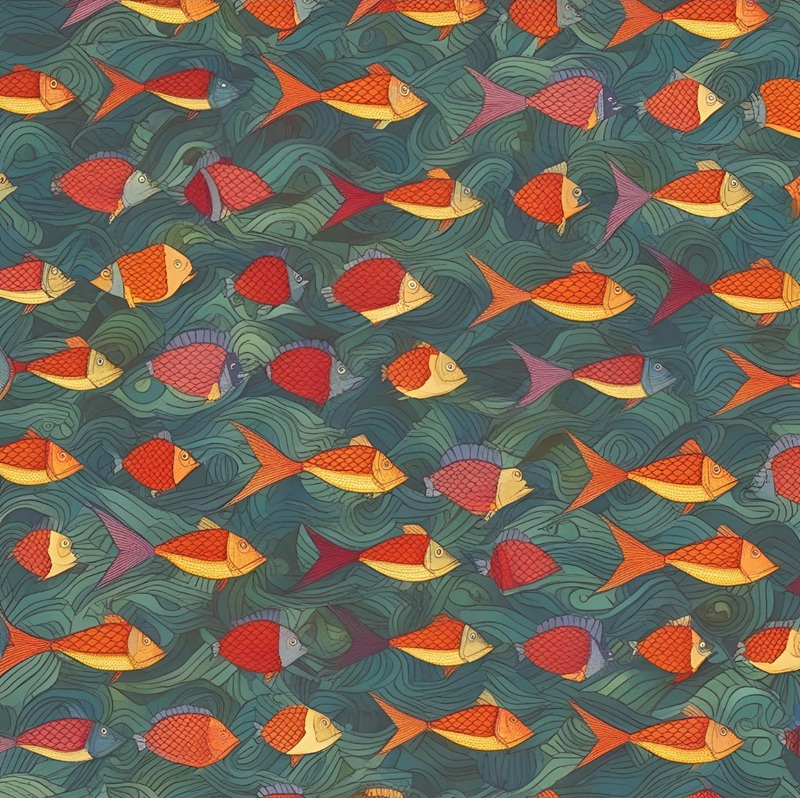 trang trí hình vuông con cá 36