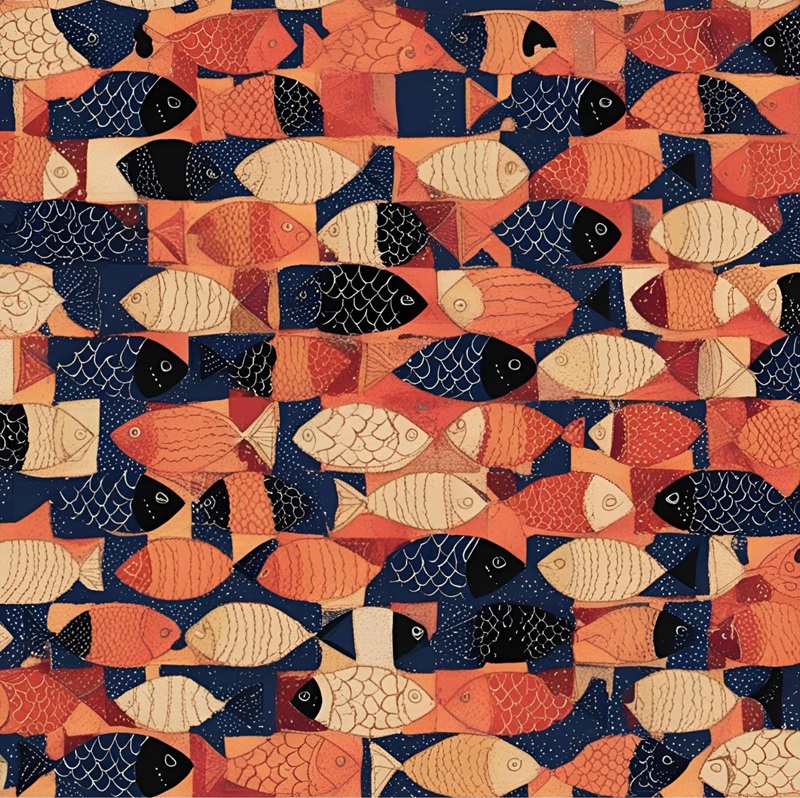 trang trí hình vuông con cá 37