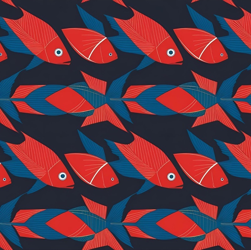 trang trí hình vuông con cá 4