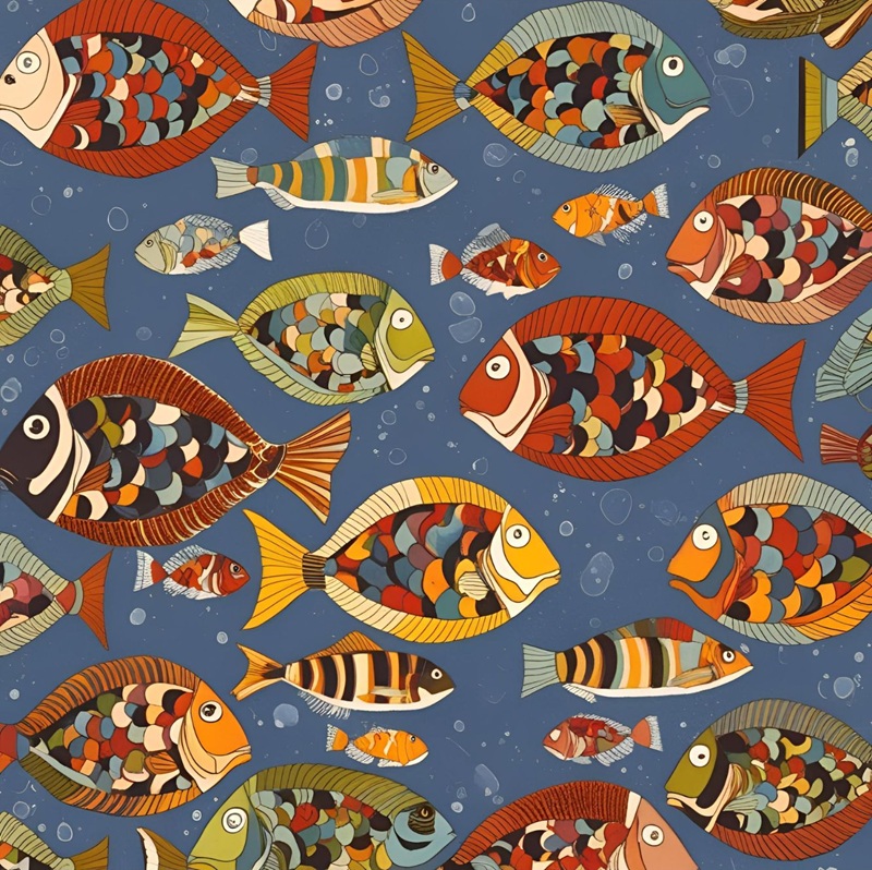 trang trí hình vuông con cá 5