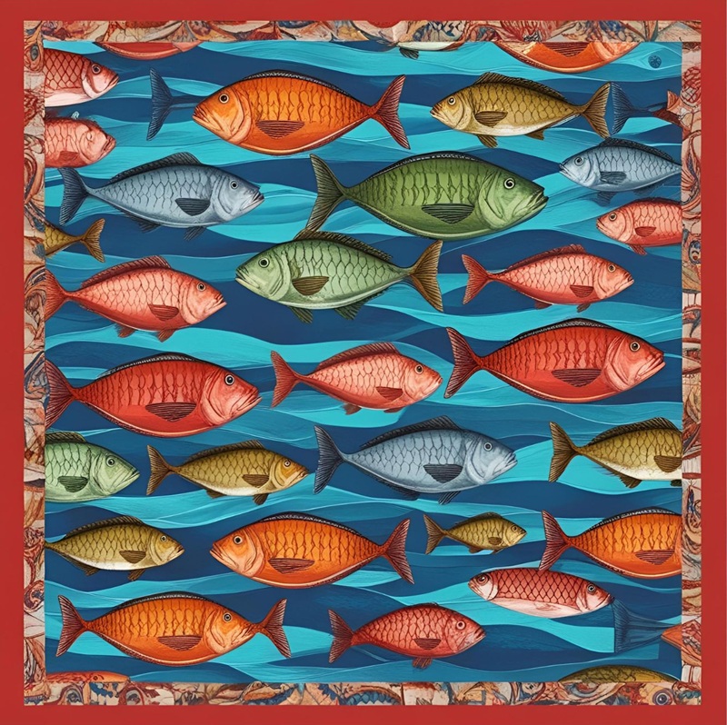 trang trí hình vuông con cá 6