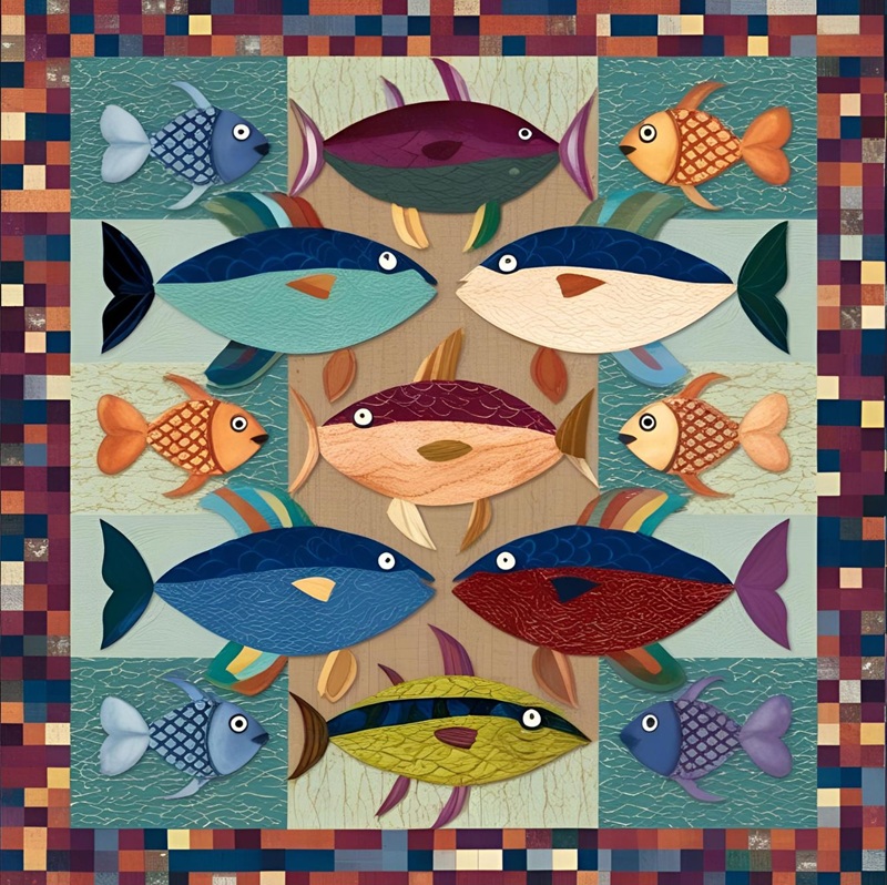 trang trí hình vuông con cá 8