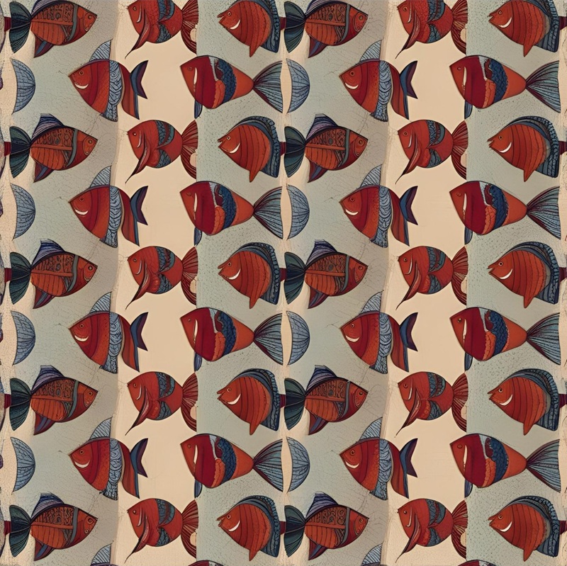 trang trí hình vuông con cá 9