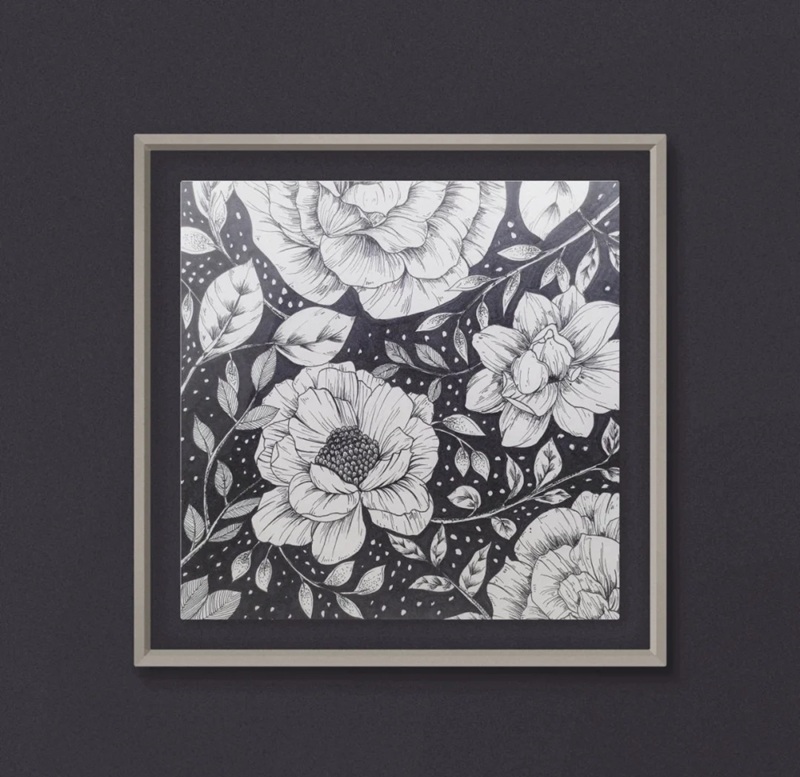 trang trí hình vuông hoạ tiết hoa lá