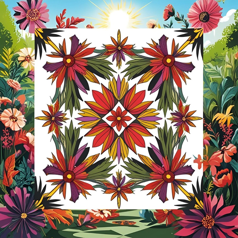 trang trí hình vuông hoa lá 11