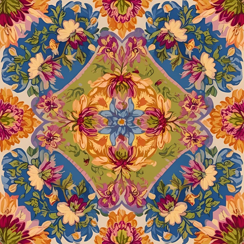 trang trí hình vuông hoa lá 12