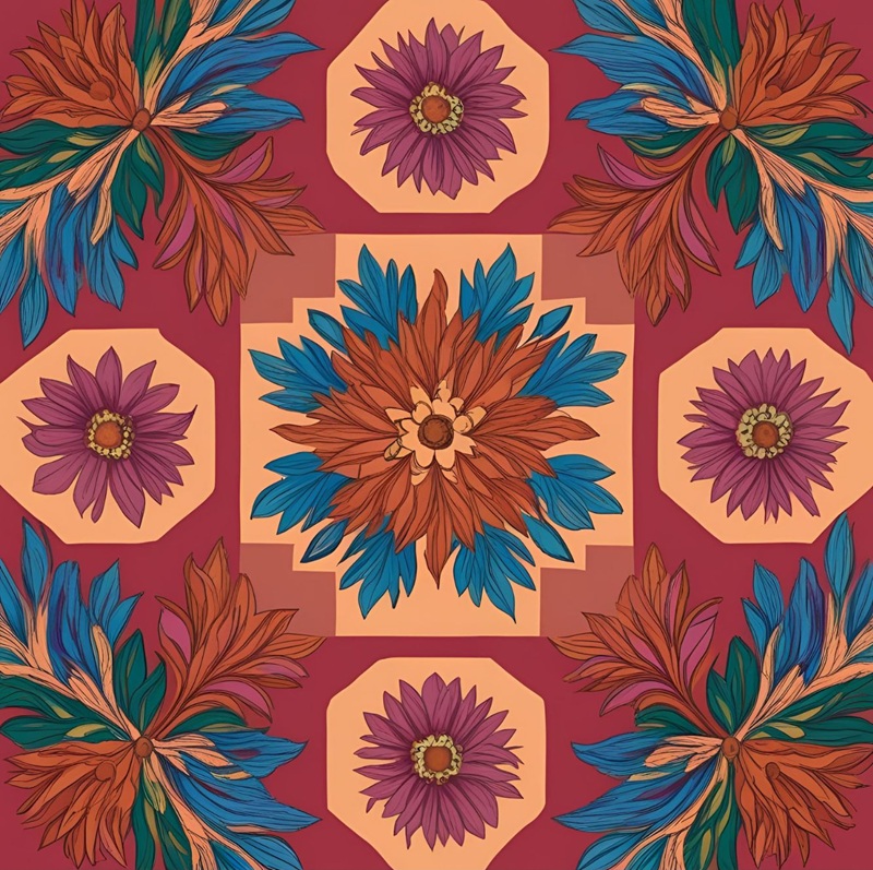 trang trí hình vuông hoa lá 19