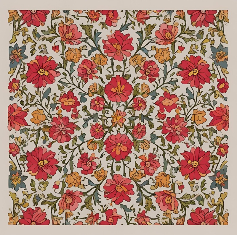 trang trí hình vuông hoa lá 24