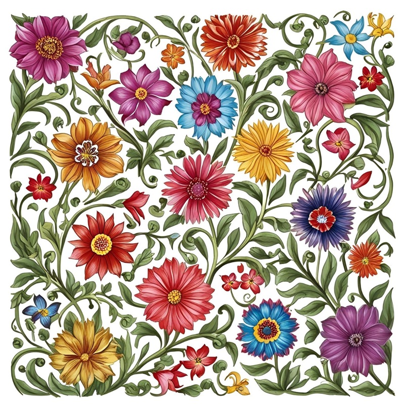 trang trí hình vuông hoa lá 25