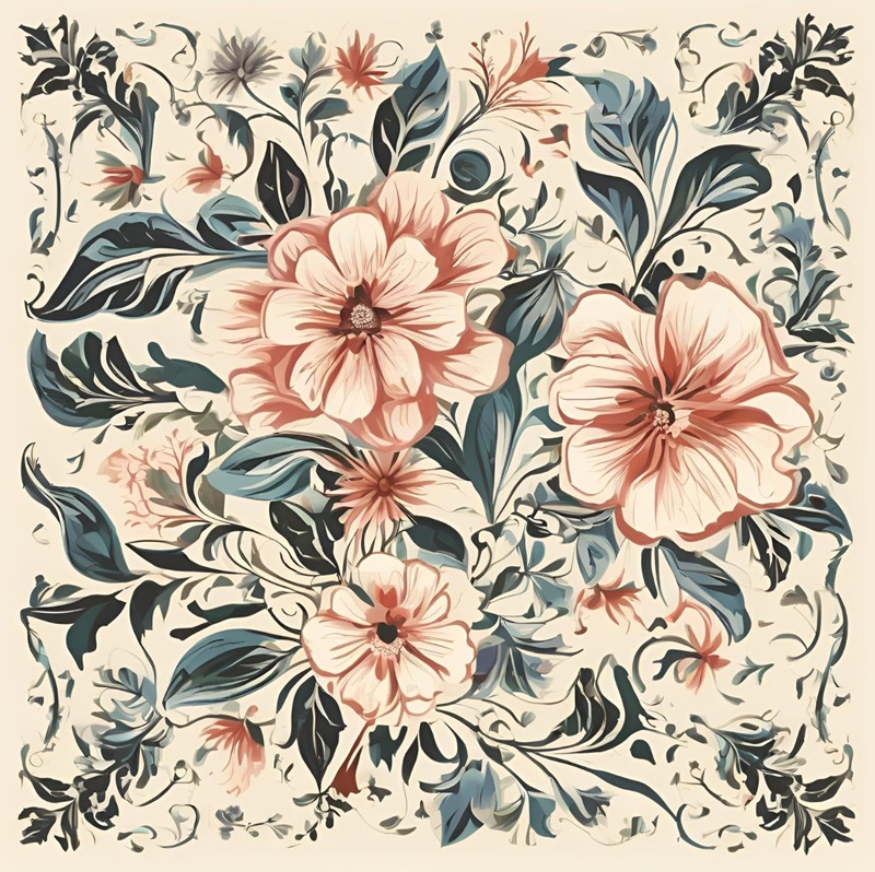 trang trí hình vuông hoa lá 29