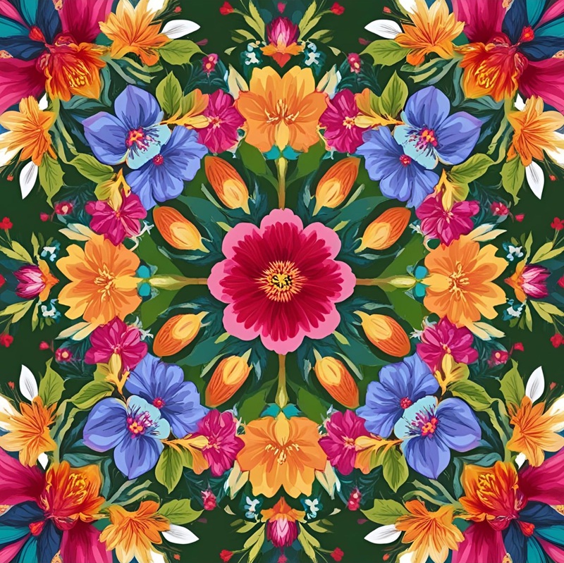 trang trí hình vuông cách điệu hoa lá