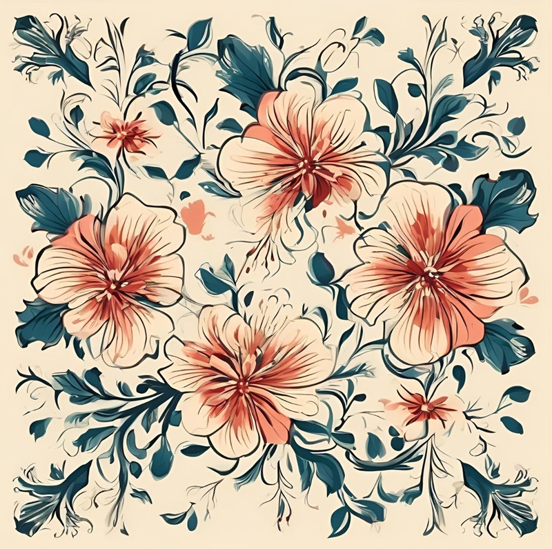 trang trí hình vuông hoa lá 32