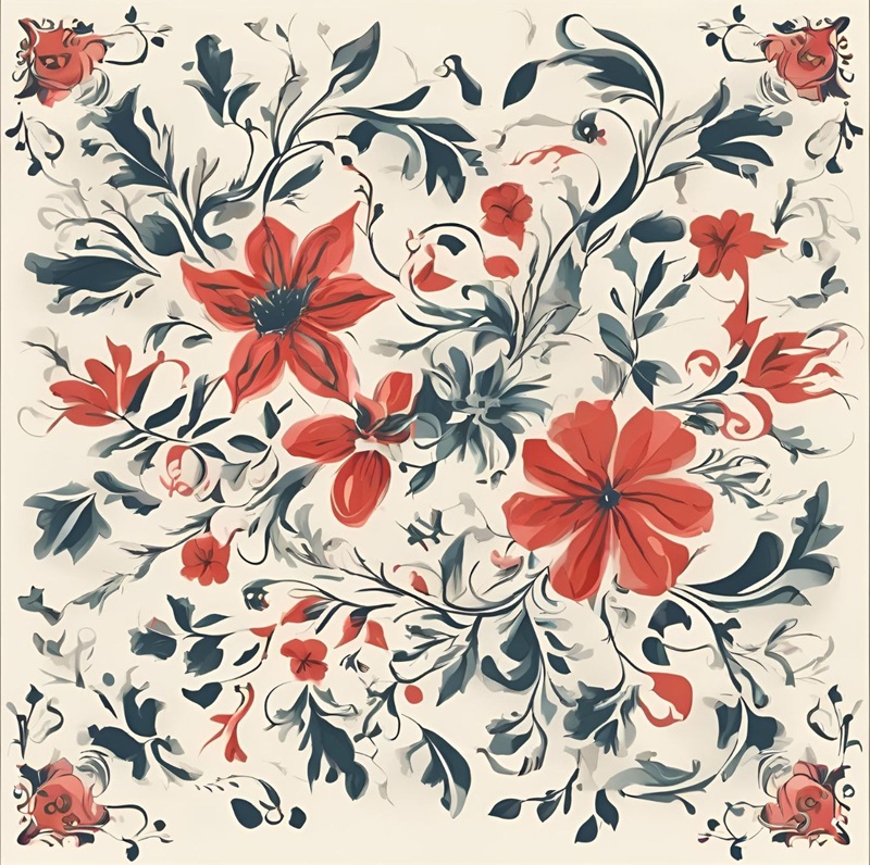 trang trí hình vuông hoa lá 34