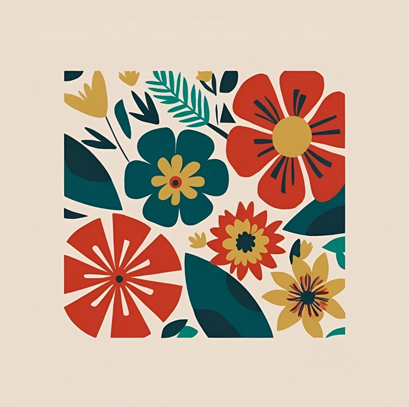 trang trí hình vuông hoa lá 6