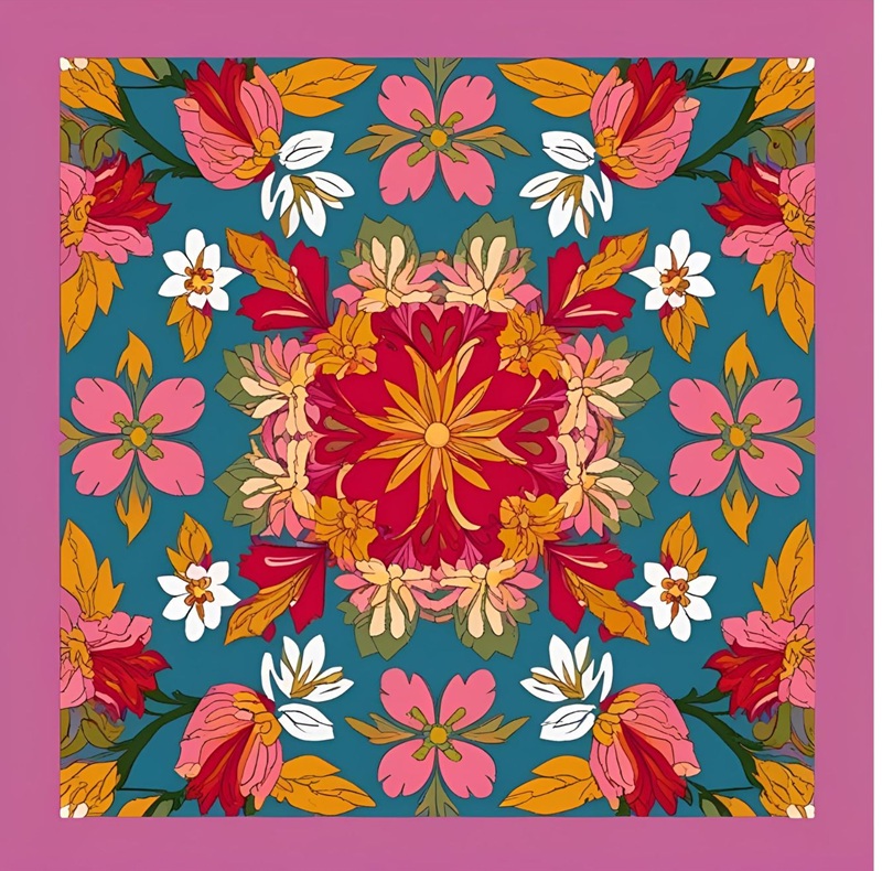 trang trí hình vuông hoa lá 9