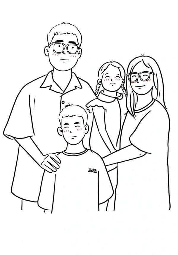 Tranh tô màu gia đình 4 người (12)