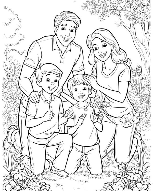 Tranh tô màu gia đình 4 người (13)
