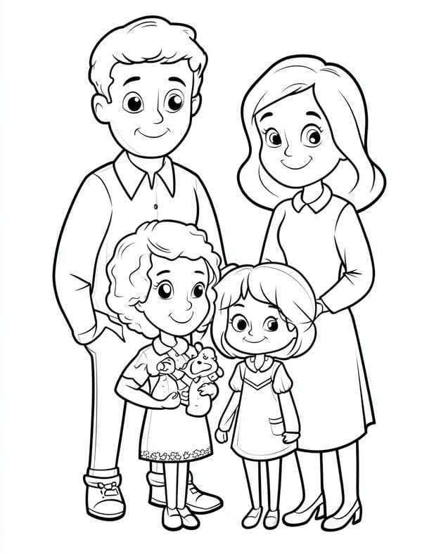 Tranh tô màu gia đình 4 người (21)