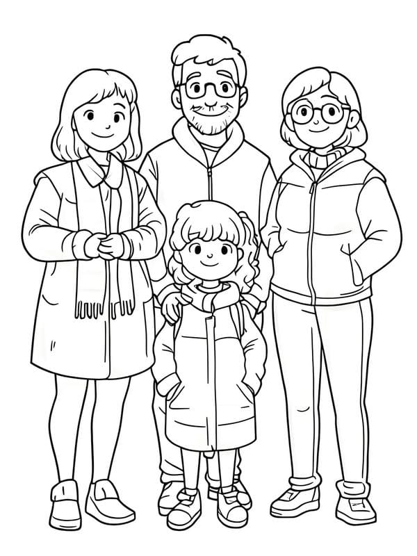 Tranh tô màu gia đình 4 người (23)