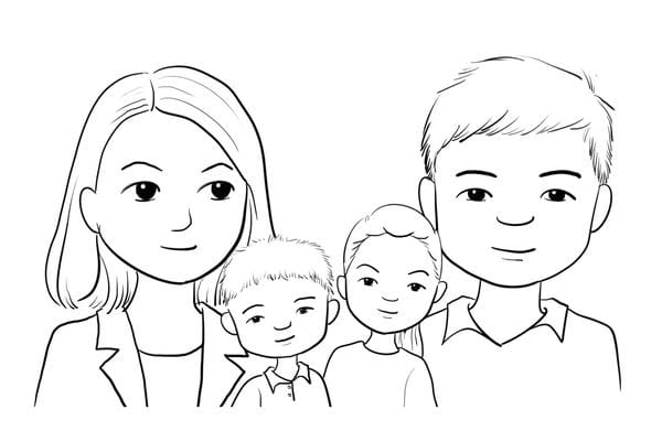 Tranh tô màu gia đình 4 người (25)