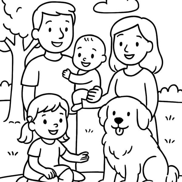 Tranh tô màu gia đình 4 người (5)