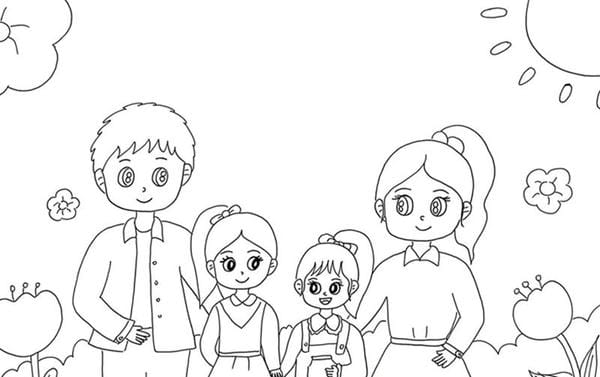 Tranh tô màu gia đình 4 người (7)