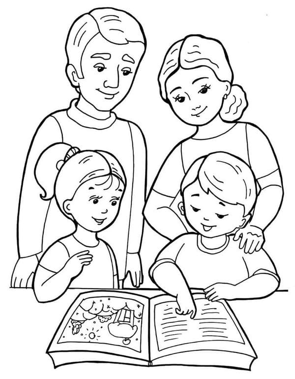 Tranh tô màu gia đình 4 người (8)