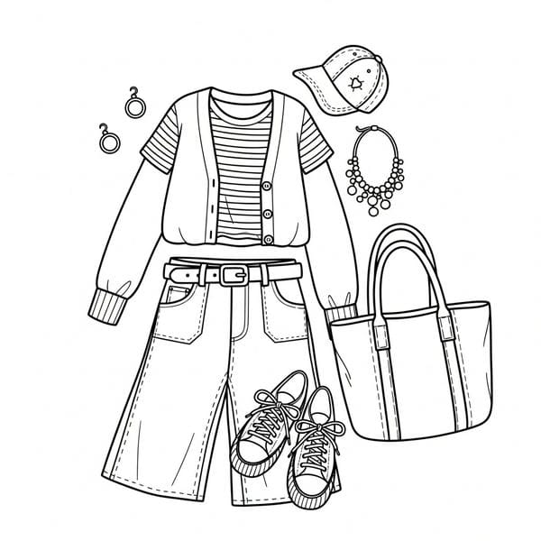 Tranh tô màu trang phục mùa hè 10