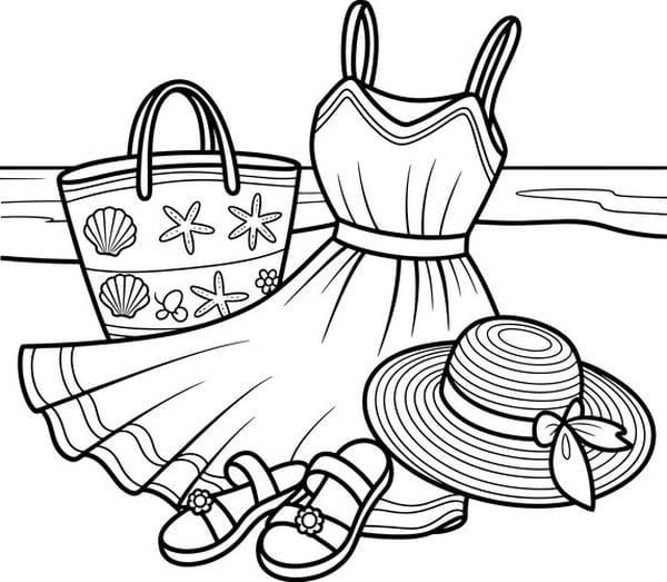 Tranh tô màu trang phục mùa hè 24
