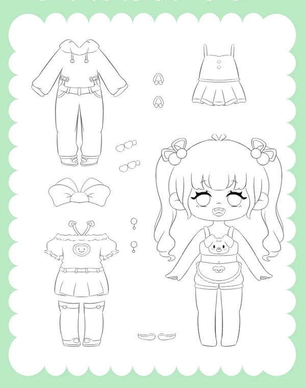 búp bê giấy tô màu đẹp