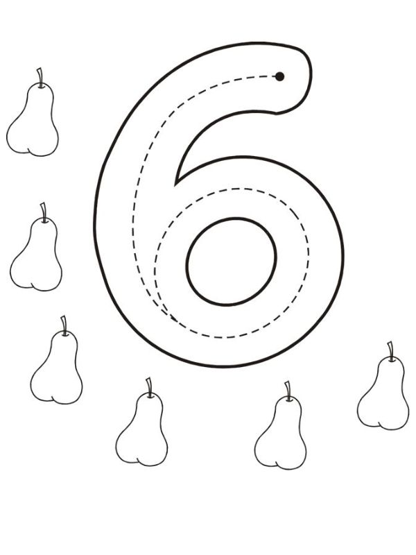 chữ số 6 trẻ tô màu