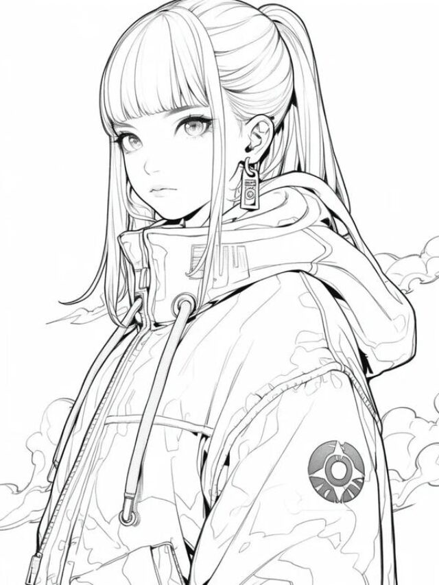 tranh tô màu anime girl ngầu​ 19